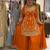 ORANGE CRAPE EMBROIDERY WORK FULL STICHED BLOUSE SAREE
