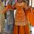 ORANGE CRAPE EMBROIDERY WORK FULL STICHED BLOUSE SAREE