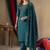 Rama Designer Straight Kurti Pant Dupatta Set With Embroidery And Hand Work