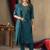 Rama Designer Straight Kurti Pant Dupatta Set With Embroidery And Hand Work