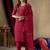 	Pink Designer Straight Kurti Pant Dupatta Set With Embroidery And Hand Work