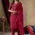 	Pink Designer Straight Kurti Pant Dupatta Set With Embroidery And Hand Work