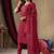 	Pink Designer Straight Kurti Pant Dupatta Set With Embroidery And Hand Work