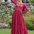 Maron colour rayon silk gamthi work long navratry gown