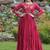 Maron colour rayon silk gamthi work long navratry gown