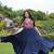 Blue colour rayon silk gamthi work long navratry gown