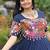 Blue colour rayon silk gamthi work long navratry gown