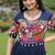 Blue colour rayon silk gamthi work long navratry gown