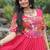 Pink colour rayon silk gamthi work long navratry gown