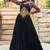 Black colour rayon silk gamthi work long navratry gown