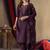 Wine Designer Straight Kurti Pant Dupatta Set With Embroidery And Hand Work