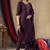 Wine Designer Straight Kurti Pant Dupatta Set With Embroidery And Hand Work