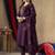 Wine Designer Straight Kurti Pant Dupatta Set With Embroidery And Hand Work