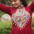 Maroon colour rayon silk gamthi work long navratry gown