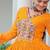 Yellow colour faux georgette laheriya print navratri gown