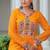 Yellow colour faux georgette laheriya print navratri gown