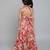Multicolor leaf printed red rayon lehenga choli for girls – halter neck boho style