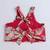 Multicolor leaf printed red rayon lehenga choli for girls – halter neck boho style