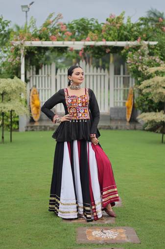 Multi rayon Silk Gamathi Work Navratri lehenga Choli