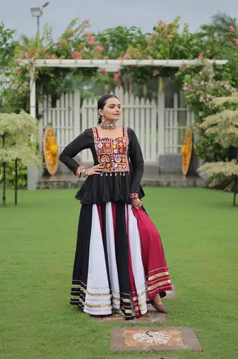 Multi rayon Silk Gamathi Work Navratri lehenga Choli