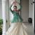 Green And White Cotton printed Navratri Lehenga Choli