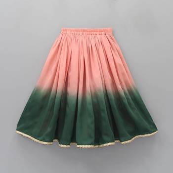 Peach printed rayon lehenga choli for girls stylish ethnic wear 5