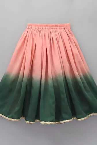Peach printed rayon lehenga choli for girls stylish ethnic wear