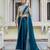 teal satin solid saree with unstitched blouse