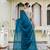 teal satin solid saree with unstitched blouse