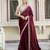 maroon satin solid saree with unstitched blouse