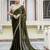 olive satin solid saree with unstitched blouse