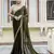 olive satin solid saree with unstitched blouse