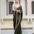 olive satin solid saree with unstitched blouse