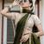 olive satin solid saree with unstitched blouse