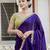 voilet satin solid saree with unstitched blouse
