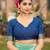 turquoise silk blend woven saree with unstitched blouse
