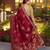 maroon silk blend woven saree with unstitched blouse