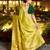lime silk blend woven saree with unstitched blouse