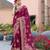 wine silk blend woven saree with unstitched blouse