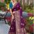 purple silk blend zari woven saree with unstitched blouse
