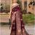 maroon silk blend zari woven saree with unstitched blouse