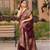 maroon silk blend zari woven saree with unstitched blouse