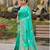 turquoise silk blend zari woven saree with unstitched blouse