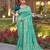turquoise silk blend woven saree with unstitched blouse