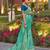 turquoise silk blend woven saree with unstitched blouse