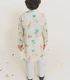 Yellow printed cotton kurta pyjama