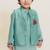 Blue plain cotton nehru jacket set