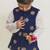 Blue embroidered cotton nehru jacket set
