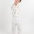 White printed cotton nehru jacket set