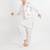 White printed cotton nehru jacket set
